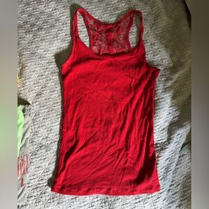American Eagle Red Lace Tank Top Size L